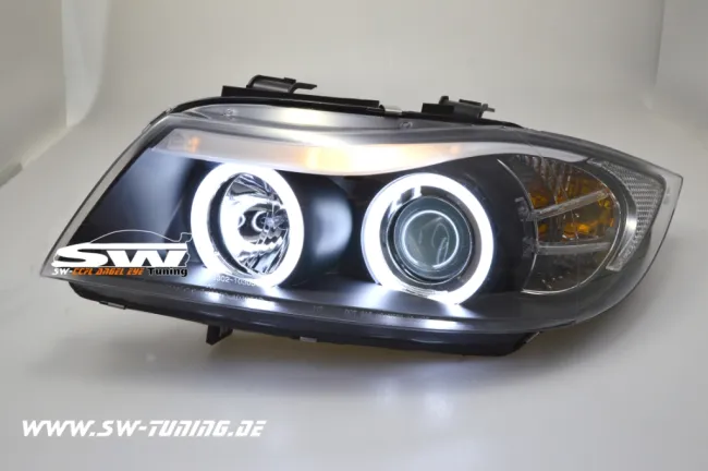 Angel Eye Scheinwerfer passend für 3er BMW E90/E91 05-09 Highpower-Standlichtringe black