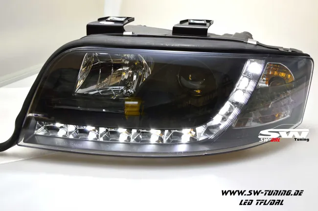 SW-DRL Scheinwerfer passend für AUDI A6 4B 01-04 Facelift LED Tagfahrlicht R87 Black