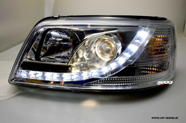SW-DRL Scheinwerfer VW T5 03-09 LED-Tagfahrlicht R87 chrome