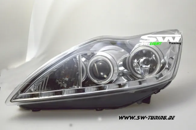 angel eye headlights Ford Focus Mk2 08-11 CCFL-halo rims chrome