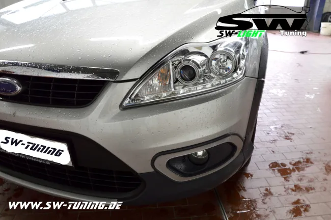 angel eye headlights Ford Focus Mk2 08-11 CCFL-halo rims chrome