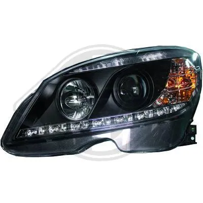 SW-DRL Scheinwerfer passend für Mercedes C-Klasse W204 07-11 LED-TFL R87 black
