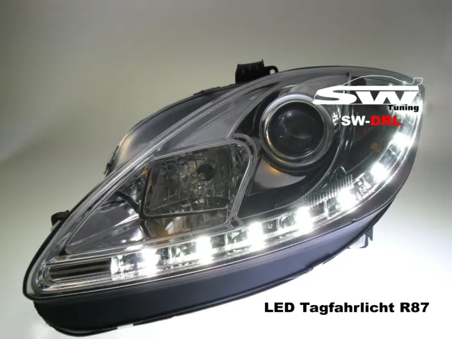 SW-DRL headlights Seat Leon 1P1 09-13 Facelift LED DRL R87 chrome