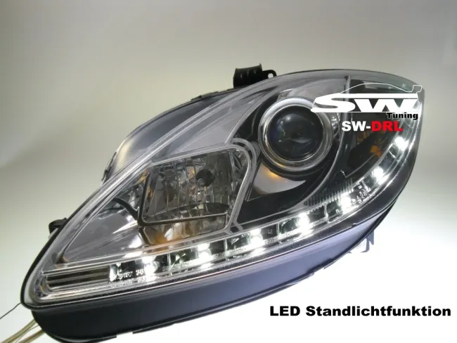 SW-DRL headlights Seat Leon 1P1 09-13 Facelift LED DRL R87 chrome