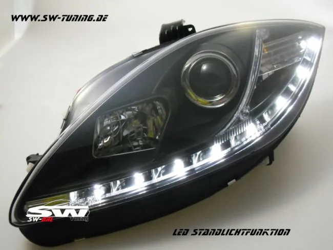 SW-DRL headlights Seat Leon 1P1 09-13 LED DRL R87 black
