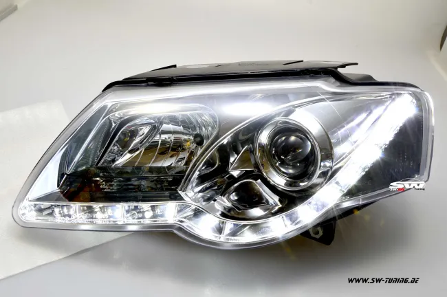 SW-Light headlights for VW Passat 3C 05-10 LED DRL chrome