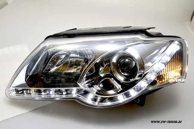 SW-Light headlights for VW Passat 3C 05-10 LED DRL chrome