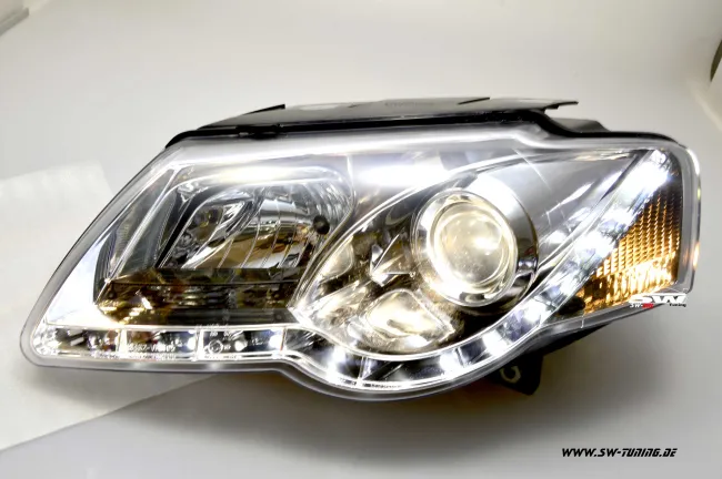 SW-Light headlights for VW Passat 3C 05-10 LED DRL chrome
