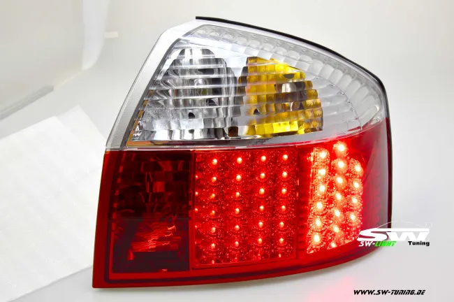 SW-Light LED Rückleuchten für Audi A4 8E Limousine 01-04 in red/crystal
