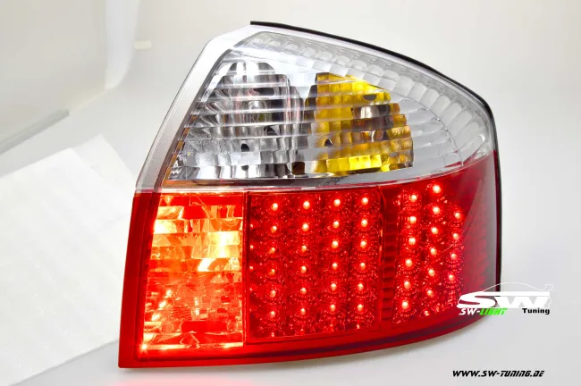 SW-Light LED Rückleuchten für Audi A4 8E Limousine 01-04 in red/crystal