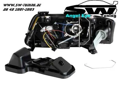 angel eye headlights Audi A6 4B/5C 01-03 halo rims black