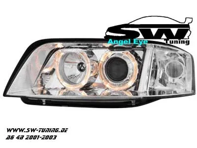 Angel eye headlights Audi A6 01-03 halo rims
