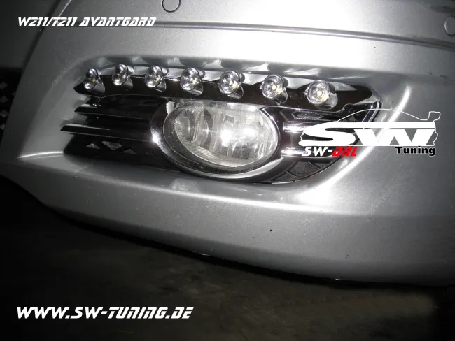 SW-DRL LED Tagfahrlicht für Mercedes E-Klasse W211 Avantgarde 06-09 chrome mit NSW