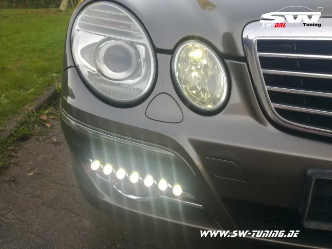 SW-DRL LED Tagfahrlicht für Mercedes E-Klasse W211 Avantgarde 06-09 chrome mit NSW