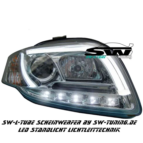 SW-LTube headlights suitable for Audi A4 B7 04-07 Lighttube chrome