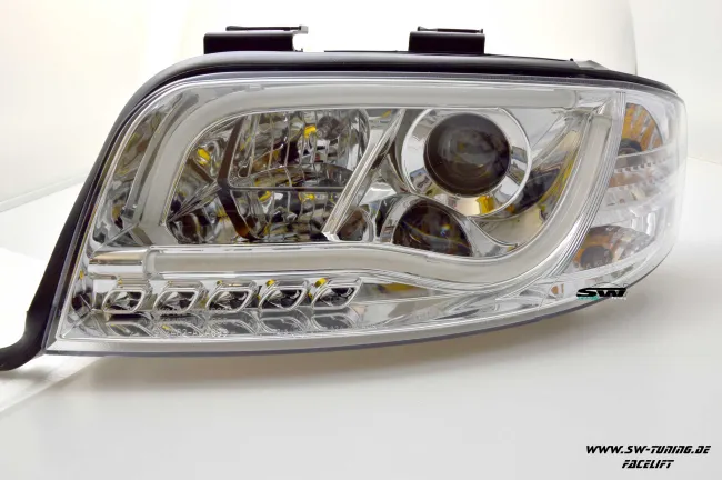 SW-LTube Scheinwerfer Audi A6 4B FL 01-04 LED Lighttube chrome
