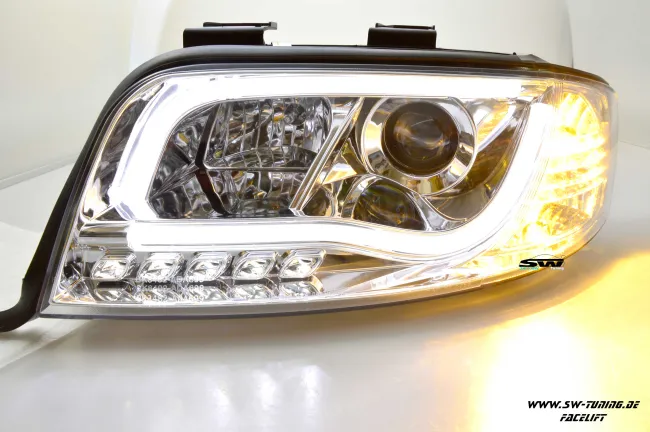 SW-LTube Scheinwerfer Audi A6 4B FL 01-04 LED Lighttube chrome