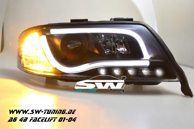 SW-LTube headlights Audi A6 4B FL 01-04 LED Lighttube black