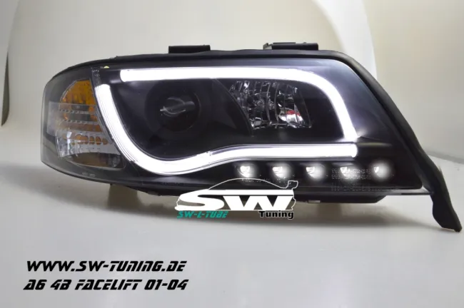 SW-LTube headlights Audi A6 4B FL 01-04 LED Lighttube black
