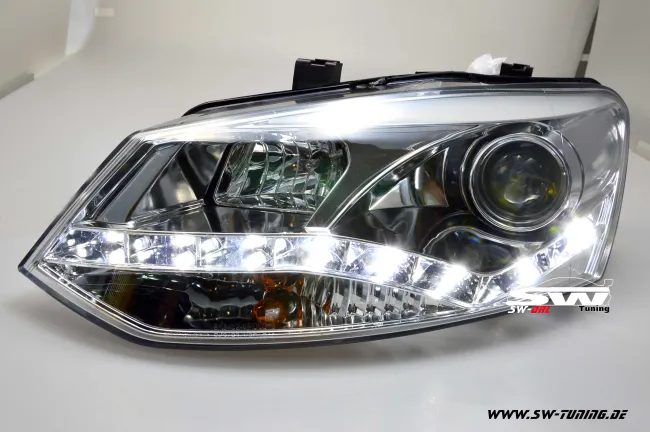 SW-DRL Scheinwerfer VW Polo V 6R 10-14 LED Tagfahrlicht R87 chrome