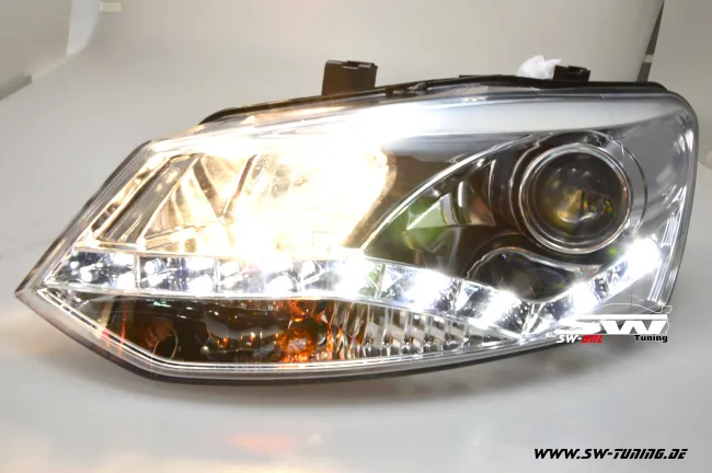 SW-DRL Scheinwerfer VW Polo V 6R 10-14 LED Tagfahrlicht R87 chrome