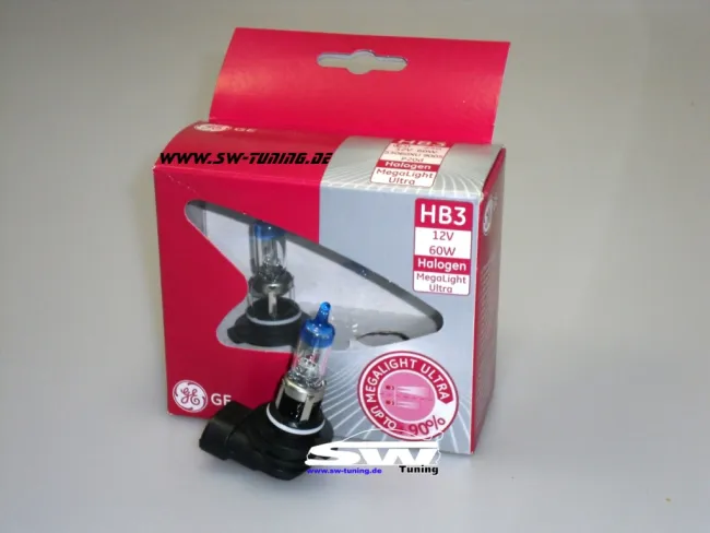 HB3 GE MEGALIGHT Ultra 12V/60W white (2stk) +90% mehr Licht
