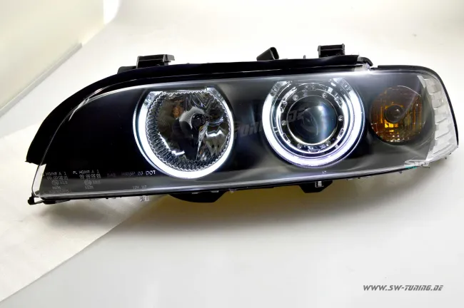 Angel Eye Scheinwerfer passend für 5er BMW E39 95-00 CCFL-Standlichtringe black