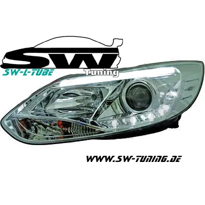 SW-LTube Scheinwerfer passend für Ford Focus Mk3 Typ DYB 11-14 LED Lighttube chrome