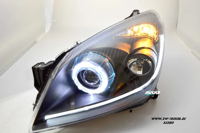 SW-Xenon D2s headlights Opel Astra H 04-11 LED High power halo rim black