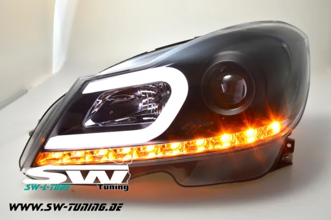 SW-Ltube Scheinwerfer MB C-Klasse W204/S204 Mopf 11-15 LED Blinker Lighttube Black