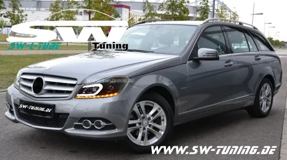 SW-Ltube Scheinwerfer MB C-Klasse W204/S204 Mopf 11-15 LED Blinker Lighttube Black