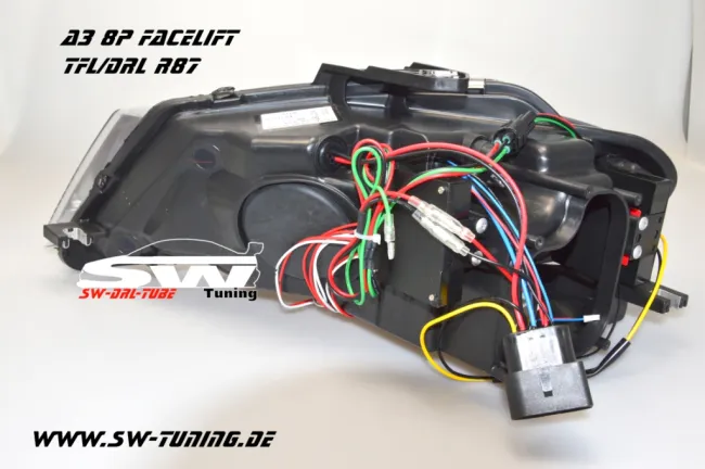SW-DRLTube Scheinwerfer AUDI A3 8P 08-12 Facelift LED TFL / Lighttube black