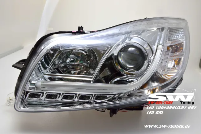 SW-DRLtube headlights Opel Insignia 08-14 chrome with LED DRL R87 Lighttube