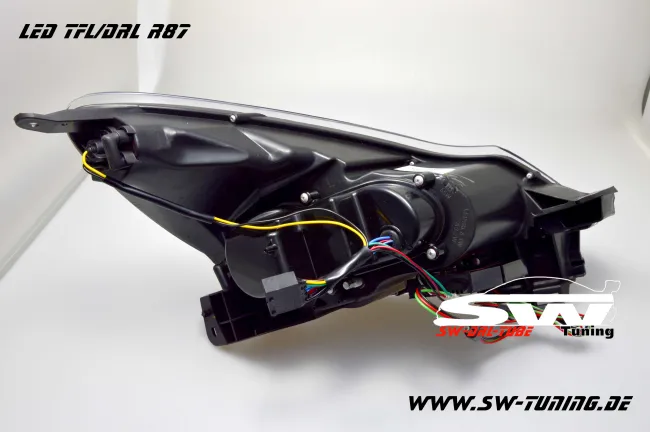 SW-DRLTube headlights suitable for Opel Corsa D Facelift 11-15 LED-DRL R87/Lighttube chrome