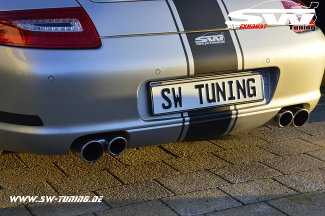 SW-Exhaust Edelstahl Sport Endschalldämpfer für Porsche 911 997 Carrera/S 05-08