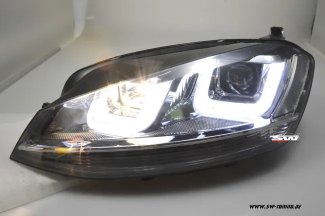 SW-DRLtube Scheinwerfer VW Golf VII 12-15 LED TFL R87 Chrome-Line black