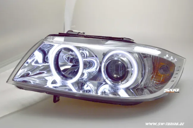 SW-CCFL Angel Eye headlights 3Series BMW E90/E91 05-13 CCFL- helo rims chrome