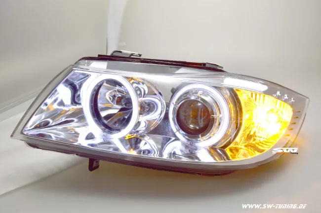 SW-CCFL Angel Eye headlights 3Series BMW E90/E91 05-13 CCFL- helo rims chrome