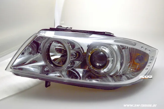 SW-CCFL Angel Eye headlights 3Series BMW E90/E91 05-13 CCFL- helo rims chrome