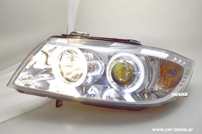 SW-CCFL Angel Eye headlights 3Series BMW E90/E91 05-13 CCFL- helo rims chrome