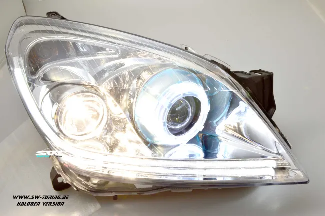 SW- Angel Eye headlights Opel Astra H 04-11 LED halo rim Lighttube chrome