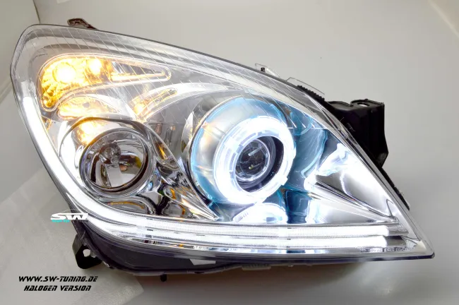 SW- Angel Eye headlights Opel Astra H 04-11 LED halo rim Lighttube chrome