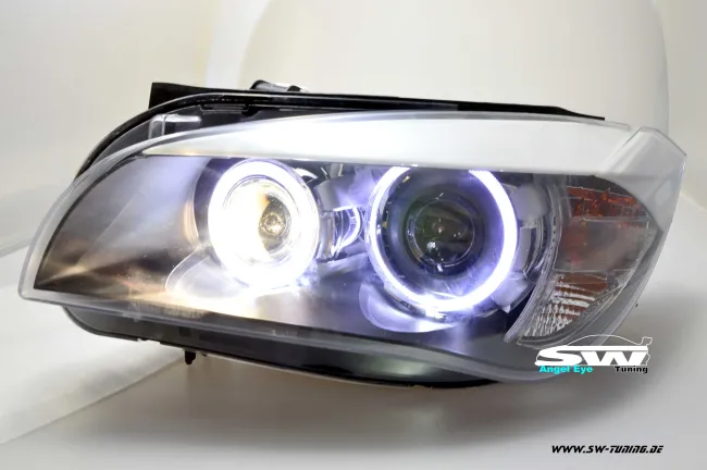 Angel Eye Scheinwerfer für BMW X1 E84 09-12 High LED Standlichtringe black (Auslaufmodel)