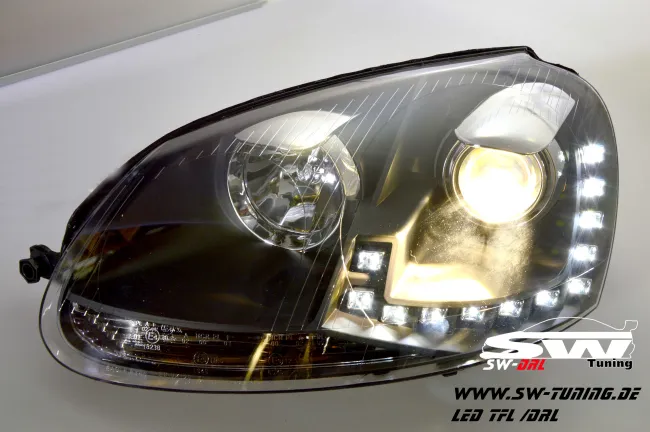 SW-DRL headlights for VW Golf V 03-09 LED DRL R87 black