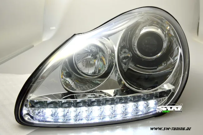 SW-Light Xenon Scheinwerfer passend für Porsche Cayenne I 955 9PA 02-07 LED Standlicht chrom