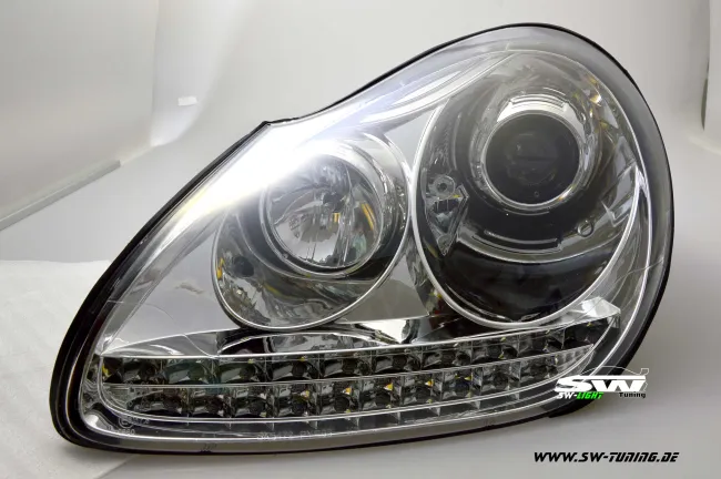 SW-Light Xenon Scheinwerfer passend für Porsche Cayenne I 955 9PA 02-07 LED Standlicht chrom