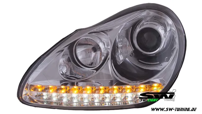 SW-Light Xenon Scheinwerfer passend für Porsche Cayenne I 955 9PA 02-07 LED Standlicht chrom