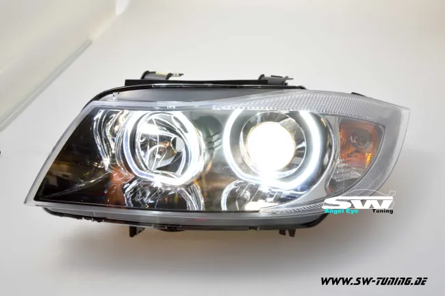 Angel Eye Scheinwerfer für 3er BMW E90 E91 05-13 High LED Standlichtringe Black