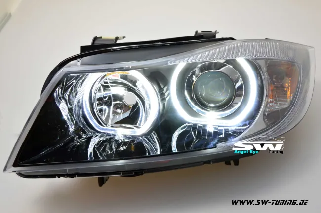 Angel Eye Scheinwerfer für 3er BMW E90 E91 05-13 High LED Standlichtringe Black