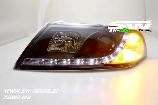 SW-Light Xenon Scheinwerfer passend für Skoda Octavia II 04-09 LED Standlicht / HID black
